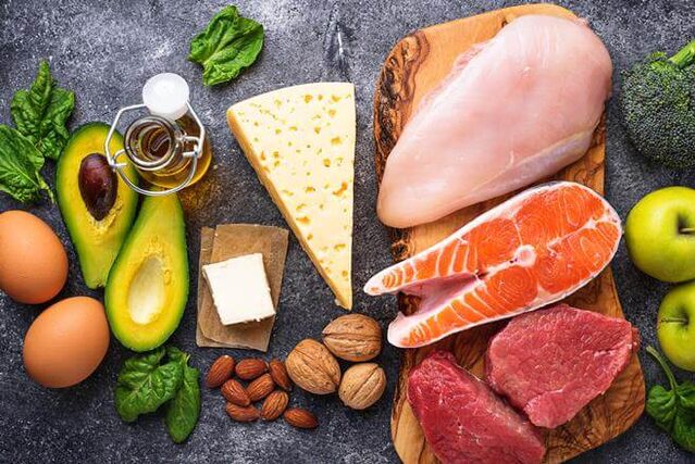 A low-carbohydrate diet consists of products containing animal proteins and vegetables with fats. 