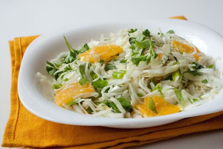 Chinese cabbage salad, orange and apple - a vitamin dish on a low-carb diet